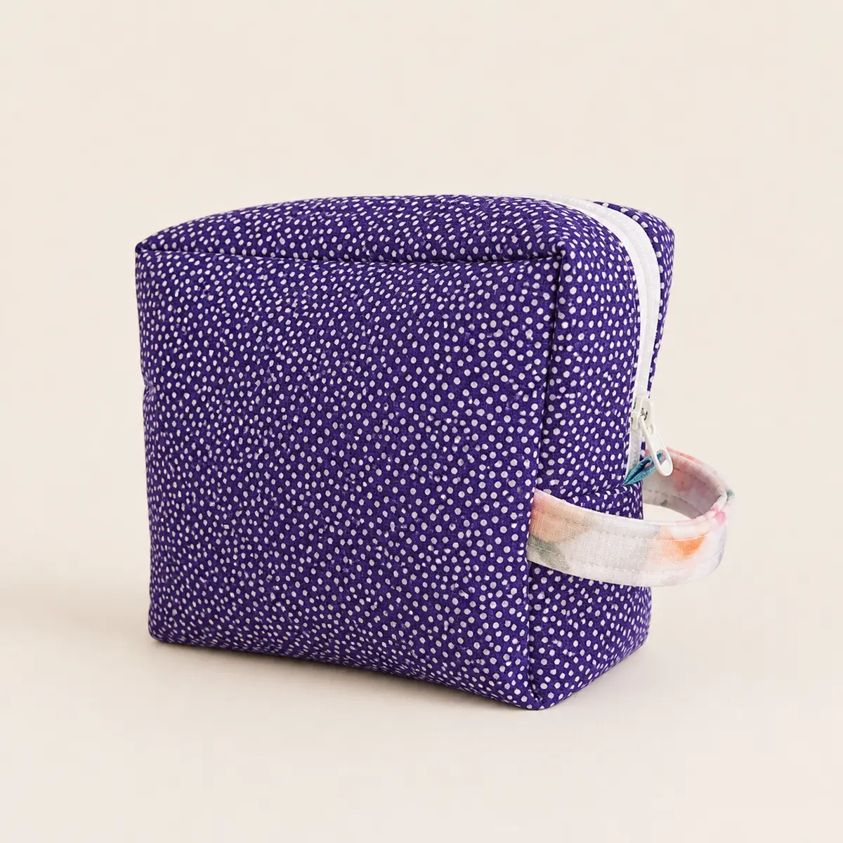 Deep Purple Dot Cosmetic Pouch made from deadstock cotton.