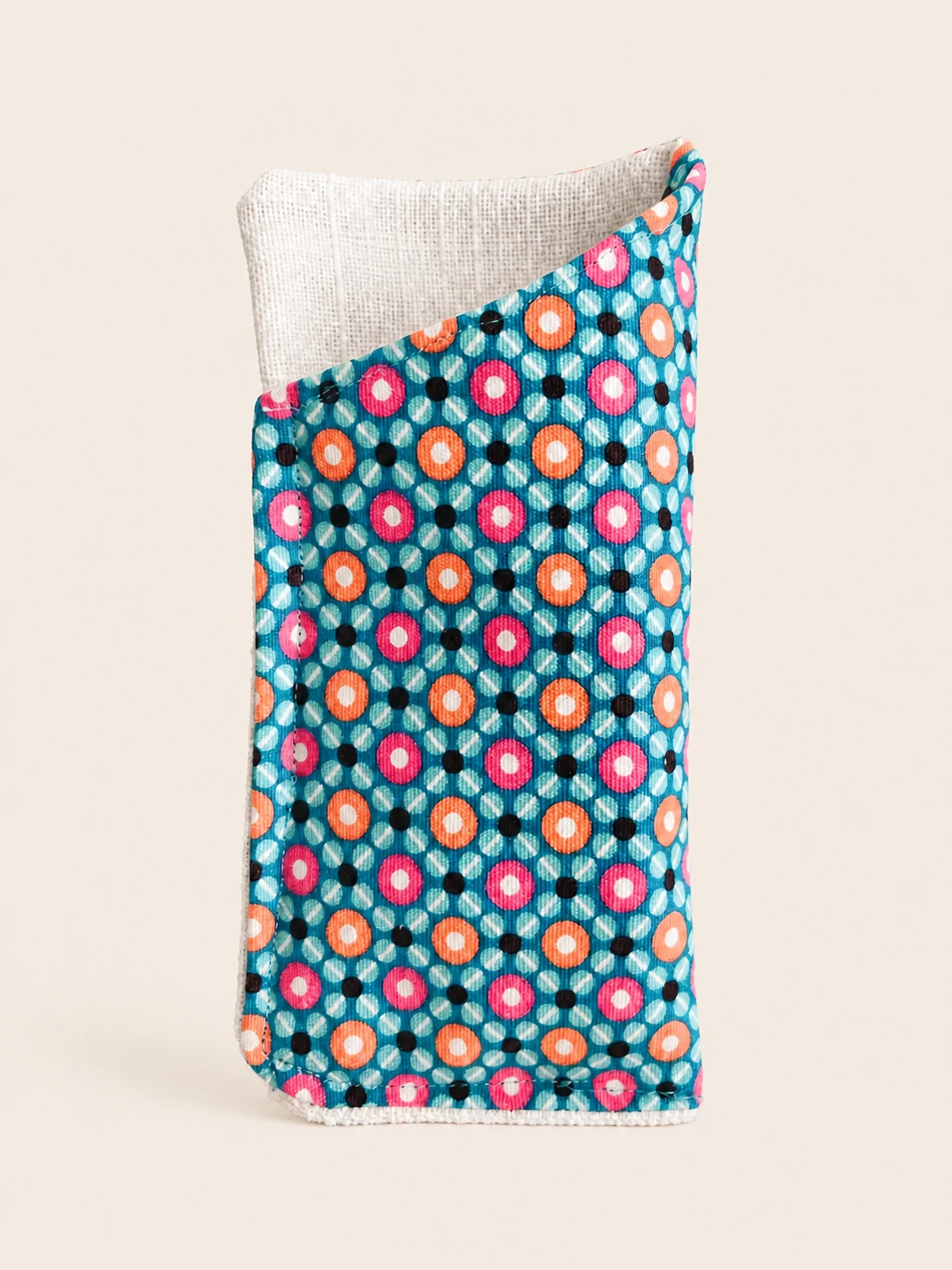 Turquoise Paris Dot Eyeglass Sleeve made from a Paris cushion cover.