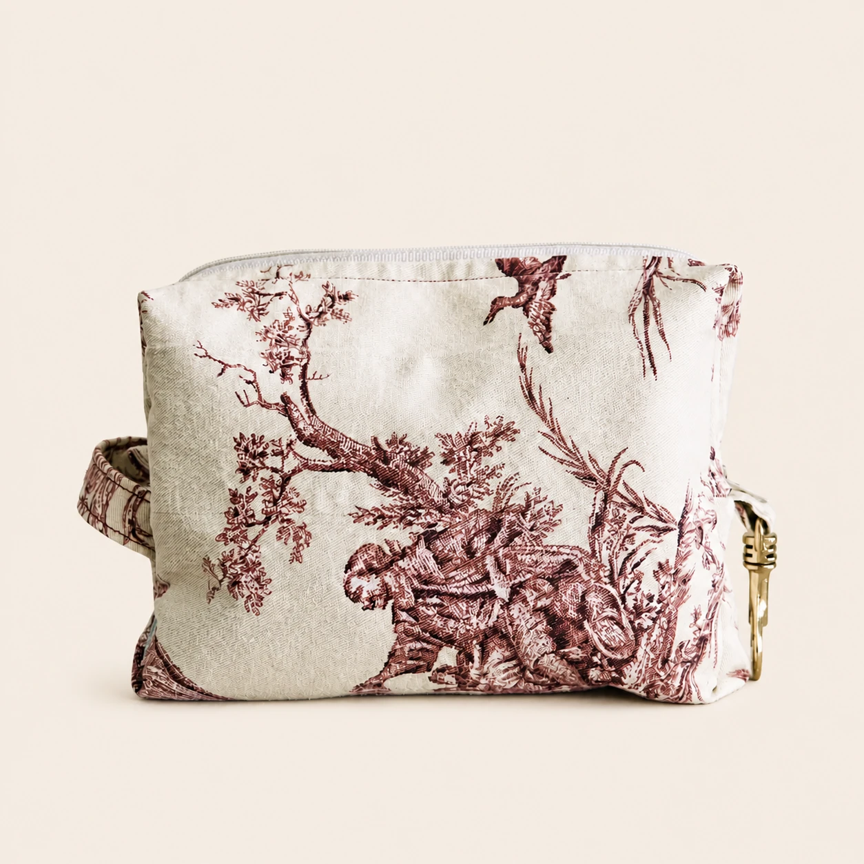 Back of the Red Toile Cotton Pouch, made from an unused Williams-Sonoma tablecloth.